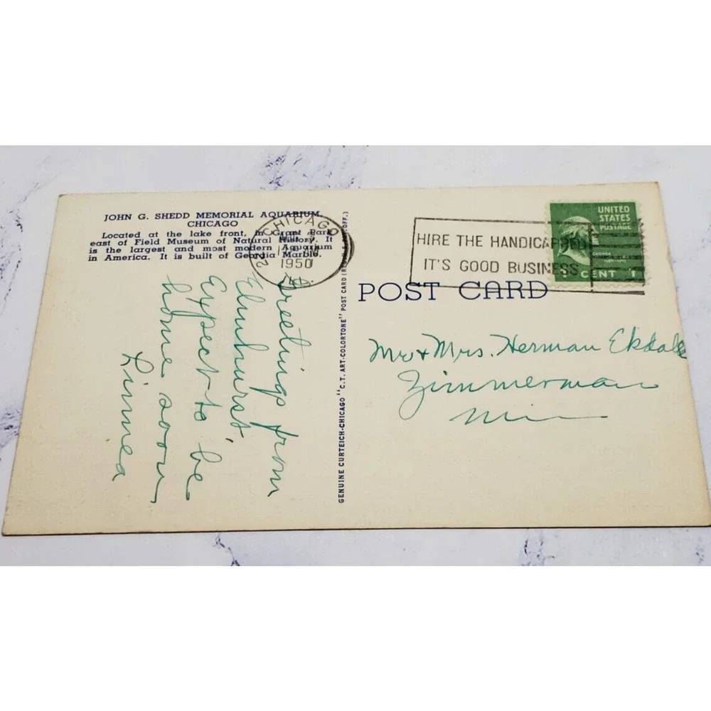 Postcard John G Shedd Memorial Aquarium Chicago Illinois USA North America